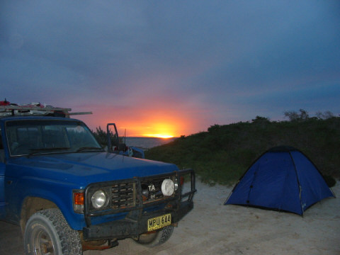 Max savours the sunset at 9-mile beach.