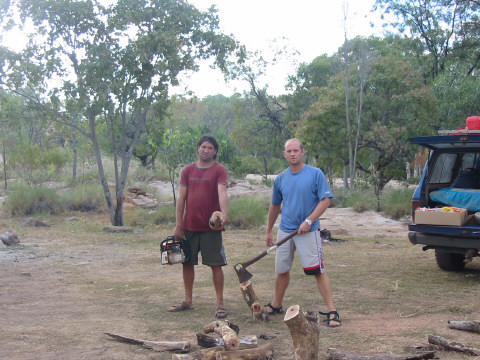 First we chop wood