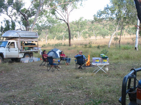 Campfire just before dark